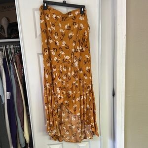 Sonoma Brown Tan Wrap Maxi Skirt Asymmetrical